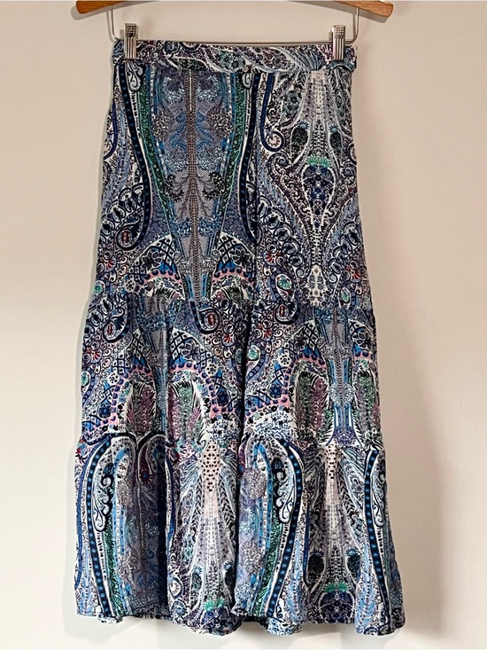 T Tahari Dresses & Skirts - T Tahari Boho Multicolor Paisley Tiered Maxi Skirt in Blue, Teal and Pink